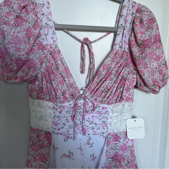 NEW Altar’d State Pink Aderny Floral Mini Dress Size XS Available NWT - Picture 9 of 10